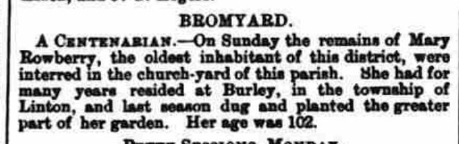 Report of death of Mary Rowberry in Worcester Journal 19th June 1880. Image © THE BRITISH LIBRARY BOARD. ALL RIGHTS RESERVED.