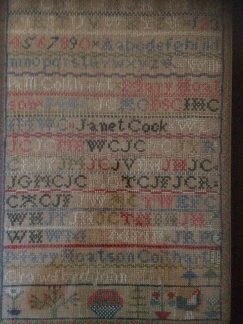 Sampler stitched by Mary Hoatson Colthart. Image courtesy of her great grand-daughter Shirley
